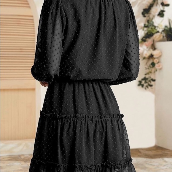 Like new, black long sleeve ruffle tiered dress, worn 1x, darling! - Picture 3 of 4